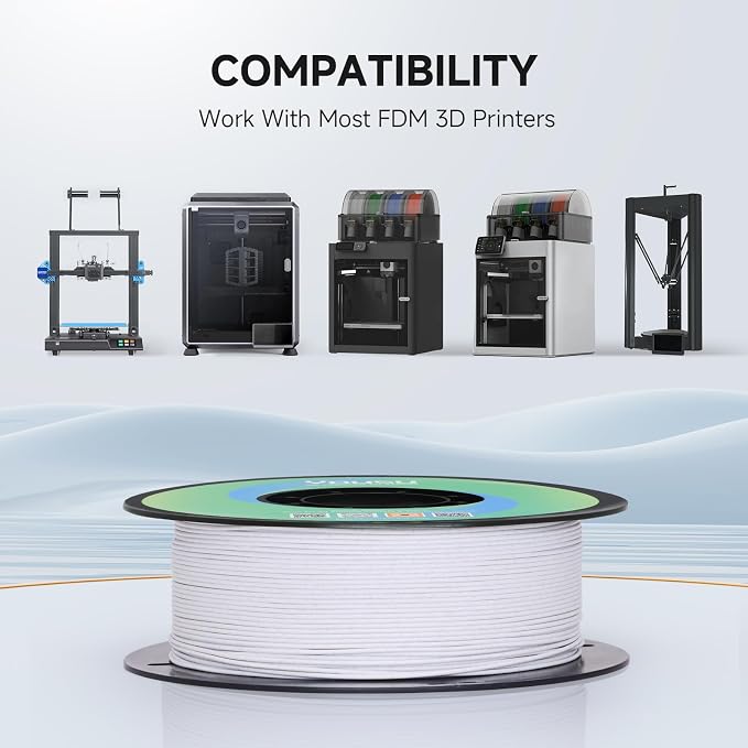 YOUSU Matte PLA 3D Printer Filament 1.75mm, Marble White 3D Printing Filament, Unique Matte Effect, Excellent Print Quality, Easy to Print, Works with Most FDM Printers, 1kg (2.2lbs)