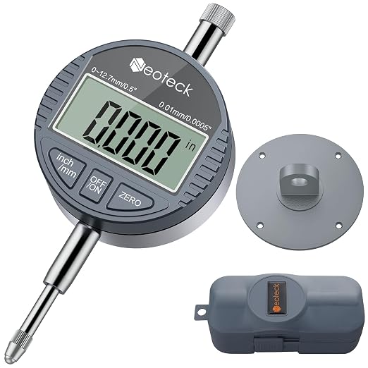Neoteck DTI Digital Dial Indicator 0.01mm/0.0005 inch Digital Probe Indicator Dial Test Gauge Range 0-12.7mm/0.5 inch Dial Test Indicators Electronic Indicator Gauge