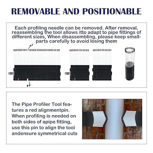 Multi Surface Pipe Profiling Tool, Pipe Cutting Template Multi Functional Shape Duplicator, Lightweight and Wear-Resistant Fiberglass Material for Tiles Floors DIY Pro Plumbing (0-10" Pipes)