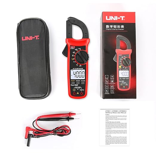 UNI-T Digital Clamp Meter UT201+, AC Current True RMS HVAC Volt Amp Ohm Meter Clamp On Multimeter, Auto Ranging 4,000 Counts NCV AC DC Voltage Frequency Resistance Continuity Diode Tester