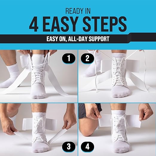 Z ATHLETICS Ankle Brace for Women & Men - Lace Up Adjustable Support with Side Stabilizers for Sprained Ankle, Achilles Tendonitis Relief | Basketball, Volleyball, Running & Sports Recovery