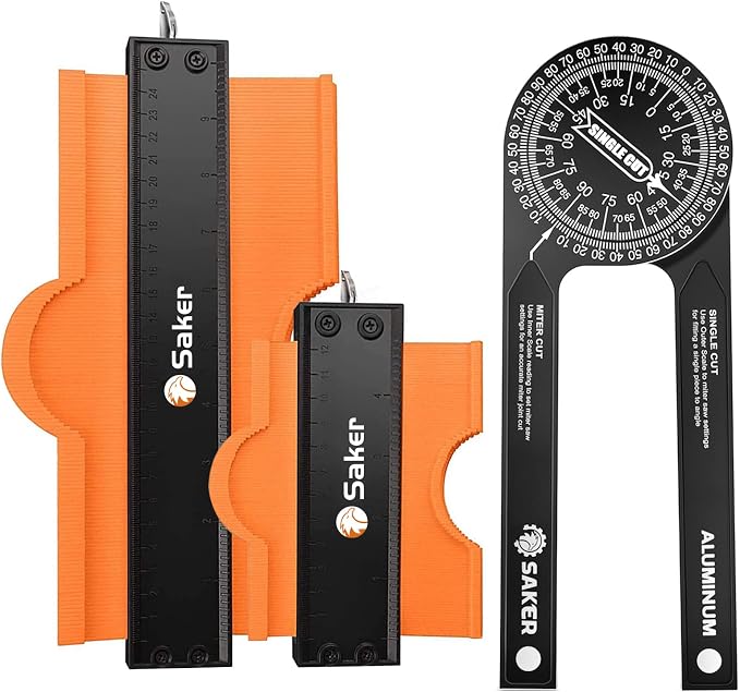 Saker Miter Saw Protractor&Saker Contour Duplication Gauge(10 Inch+5 Inch)