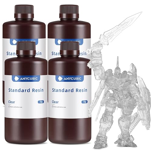ANYCUBIC 3D Printer Resin Bundle, 405nm SLA UV-Curing Resin with High Precision and Quick Curing & Excellent Fluidity for LCD 3D Printing (4Packs*1kg Clear, 4kg in Total)