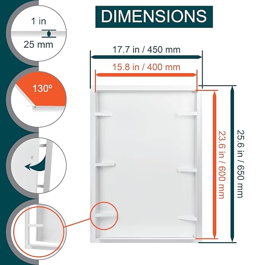 16" x 24" White Metal Access Panel - Wall Access Panel for Drywall - Hidden Wire Cover for Wall Covering Panels - Plumbing, Electricity, Heating Alarm, Bathroom, Dry Wall Hole Cover