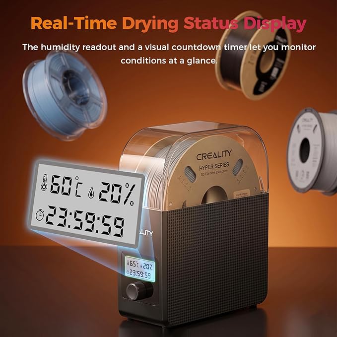 2026 New Official CREALITY Filament Dryer Box Pro 2.0 with Fans, Space Pi SE Upgraded 360° Hot-air PTC Circulates Heating, 1KG Filament Dehydrator Dry During for 1.75/2.85mm PLA PETG ABS TPU Nylon