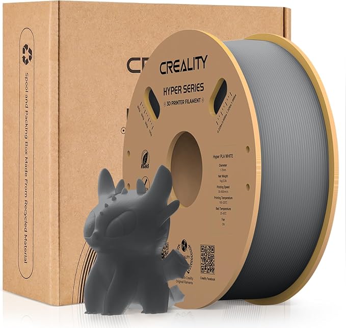 Creality Hyper 3D Printer PLA Gray Filament High Speed Printing 1.75mm 2.2lbs Spool ±0.03mm Dimensional Accuracy Flow Durable Resistant Smooth for Ender 3 v3 Plus KE K1 Max K1C 3D Printers