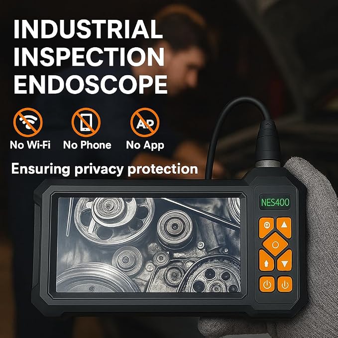 Endoscope Camera with Light, 1920P HD Borescope Inspection Camera with 4.3" IPS Screen, IP67 Waterproof with 8 LEDs & 16.5ft Semi-Rigid Snake Camera for Automotive Pipe Tools Gadgets for Men