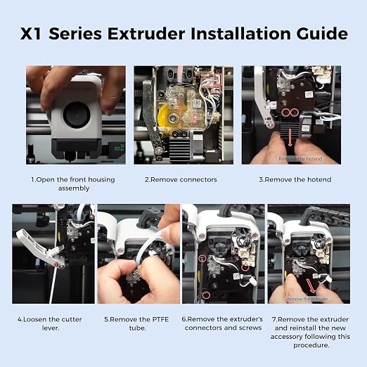 Bamboo Original X1,X1C Hardened Steel Extruder Unitt with Dual Gears for Increased Extrusion Force and Filament Break Detection, Extruder Component Kit for Bambu Lab X1 Series 3D Printer ﻿
