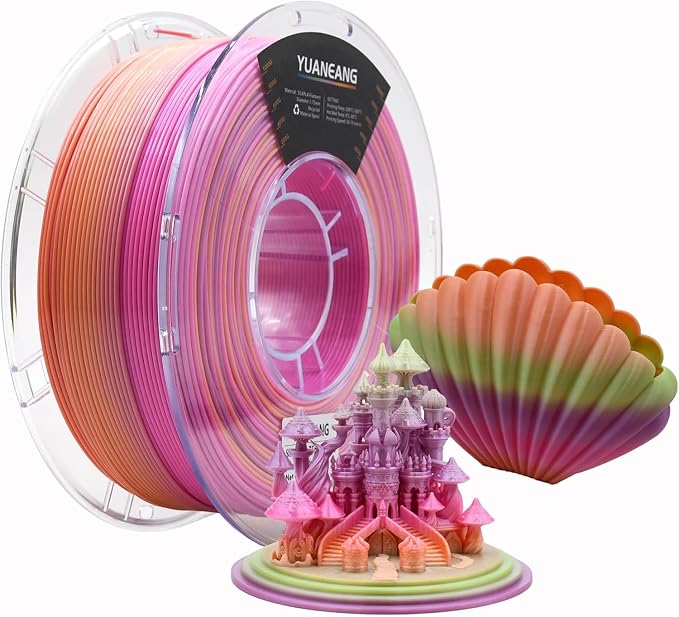 Silk Rainbow PLA 3D Printer Filament 1.75mm, 1kg Spool, Multi-Color High-Saturation Gradient PLA, Smooth Color Transitions, ±0.03mm Precision, Easy Printing, Ideal for Artistic Models,Lucky