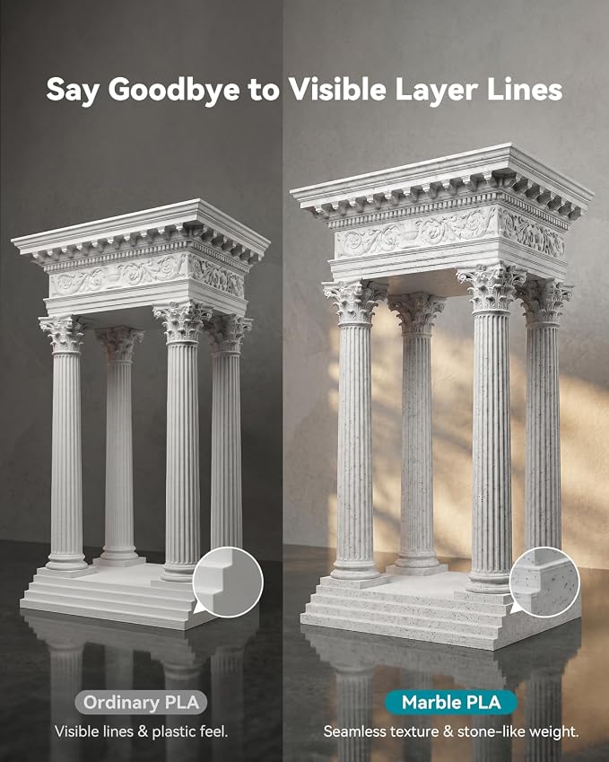 SUNLU Marble PLA Filament 1.75mm, Realistic Stone Veining & Matte Finish, 3D Printer Filament PLA Marble Texture, Ideal for Architectural Models and Decor, 1kg Spool, Fit Most FDM Printer, Oreo