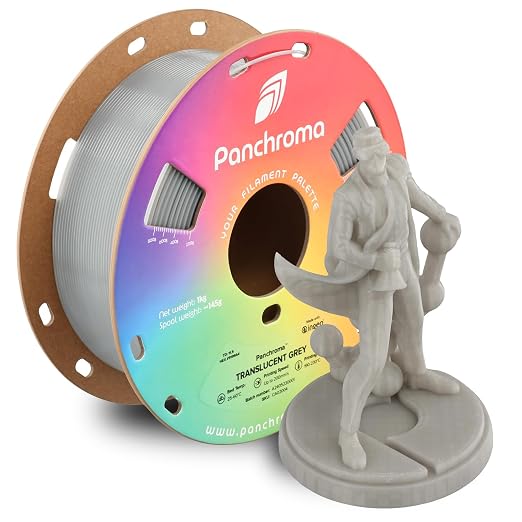 Polymaker Panchroma Translucent PLA Filament 1.75mm, 1kg, Grey | Neatly Wound, Semi Transparent PLA, Easy Print & Smooth Feeding, Compatible with Bambu Lab & Most 3D Printers