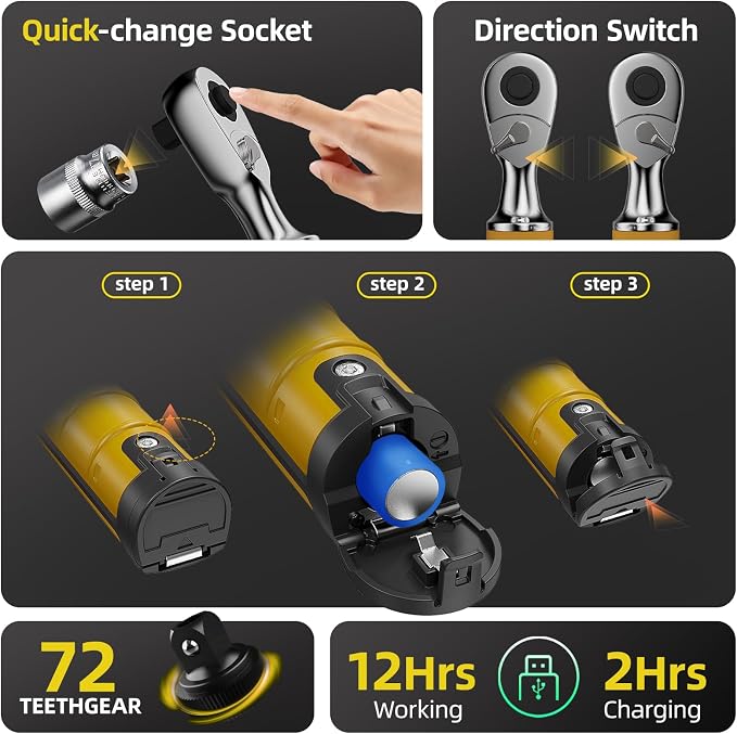 1/2'' Drive Digital Torque Wrench14.75-295 Ft-lbs, Electronic Torque Wrench for Bike Motorcycle Car Tire Auto Repair ±2% Accuracy with Buzzer and LED Alert
