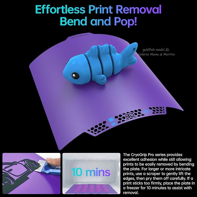 BIQU CryoGrip Pro Glacier Purple Compatible with Bambu-Lab P1S/P1P/P2S/X2D/X1C/X1E/A1 3D Printers 257x257MM Panda Build Plate Double Sided Upgrade Removable Surface Platform