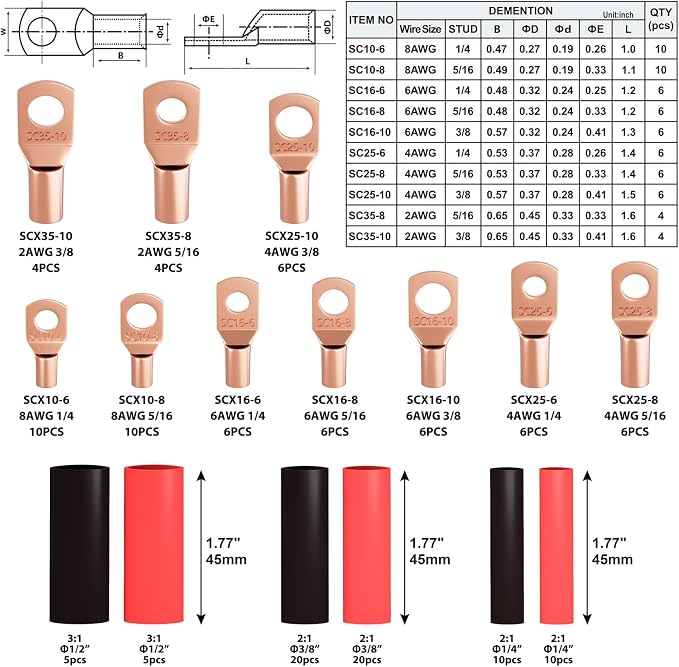 Battery Cable Lug Crimping Tool Kit for AWG 8-1/0 Electrical Lug, Wire Rope Crimping Tool for Aluminum Crimping Loop Sleeves up to 2.2mm