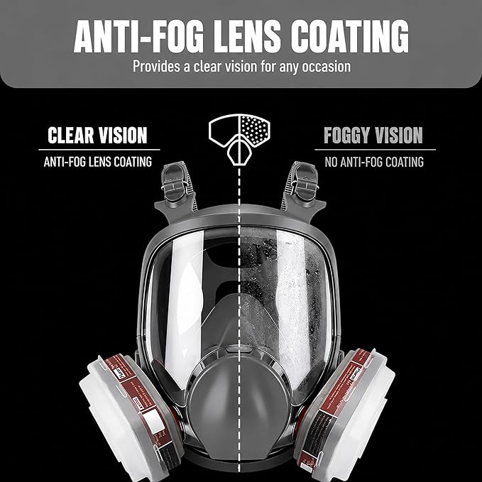 Reusable Half Facepiece, Half Facepiece with Goggle, Protection from Dust and Organic Vapors, for Painting, Sanding, Polishing, Spraying, Decorating
