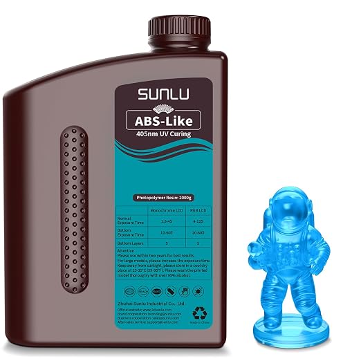 SUNLU Upgraded 2KG ABS Like Resin with Enhanced Strength and Toughness, High Compatibility 3D Printer Resin, 2000G Clear Blue