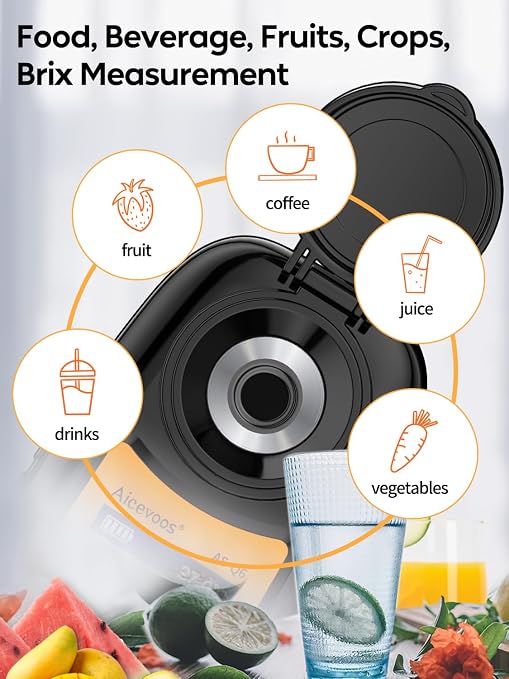 Digital Sugar Brix Refractometer brix Meter Automatic Temperature Compensation Range 0-35%，±0.2% Precision, Perfect for Fruits, Juices, Vegetables, Drinks and Coffee