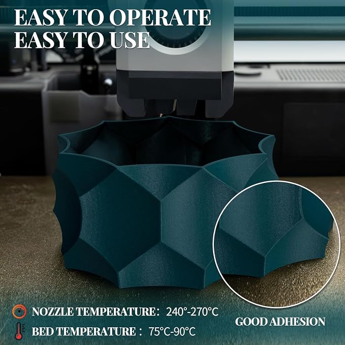 TINMORRY Carbon Fiber PETG Filament 1.75 mm, High Rigidity & Strength PETG CF 3D Printer Filament, Compatible with Most FDM 3D Printers, 1 KG 1 Spool, Peacock Green