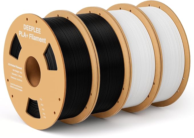 PLA+ 1.75mm 3D Printer Filament, PLA Plus with Dimensional Accuracy +/- 0.02mm, Higher Strength and Toughness, Neatly Wound, No Clogging, Fits for Most FDM 3D Printers, 2KG Black + 2KG White