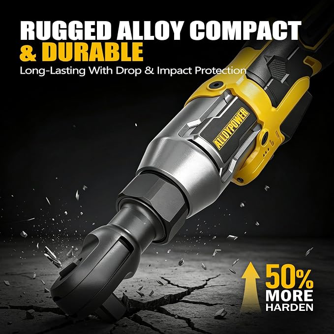 Cordless Ratchet Wrench, 3/8" 16V Brushless 65 ft-lbs, 2 Batteries | Drop-resistant alloy body,6 sockets (10-17mm), 1/4" & 1/2" adapters, 3" extension bar, fast charger, built-in LED, 0-400 RPM