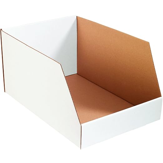 Partners Brand PBINJ162412 Jumbo Open Top Bin Boxes, 16" x 24" x 12", Oyster White (Pack of 25)