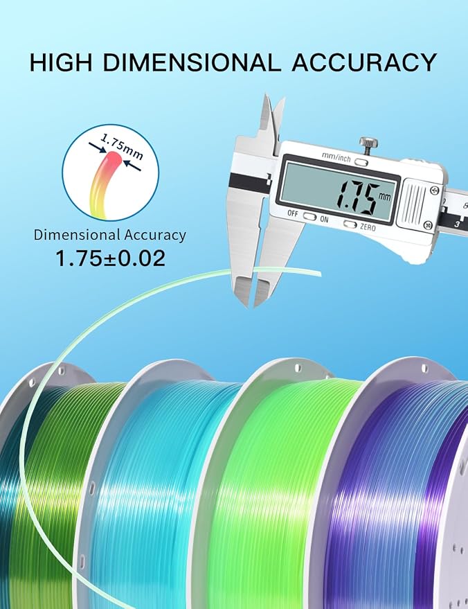 PINBALL PETG 3D Printer Filament 1.75mm High Precision Durable Moisture-Proof Strong Filament Mith Better Flow Dimensional Accuracy +/- 0.02mm 4 Kilograms Glass Blue， Lime， Dreamland， Liuli Red
