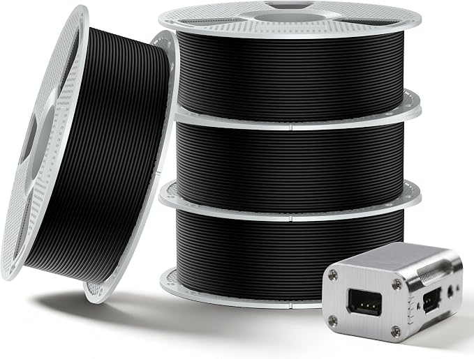 SUNLU PC-ABS Hybrid 3D Filament 1.75mm, (4xBlack) | High-Strength, Industrial-Grade Material, Paintable & Plate-Ready Finish, 4kg in Total, 1kg per Spool, 4 Pack, 4000g