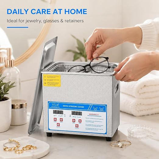 3L Ultrasonic Cleaner with Heater and Digital Timer, 40kHz 120W Professional Ultrasonic Jewelry Cleaning Machine, Stainless Steel Sonic Cleaner for Watches, Glasses, Retainers, Coins and Small Parts