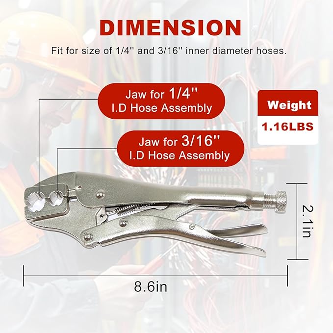 Hose Repair and Assembly Kits, 1/4" ID Torch Hose Repair Parts Kit, Oxygen Acetylene Welding Hose 'B' Size Fittings with Crimper, Welding Hose Repair and Installation Kit
