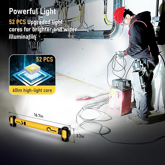 LANKA Bundle to Save -3200LM Magnetic Light Yelow+2 Pcs 90W Cordless LED Work Light for Milwaukee m18 18v Battery,6000mAh Rechargeable Underhood Light with Hooks