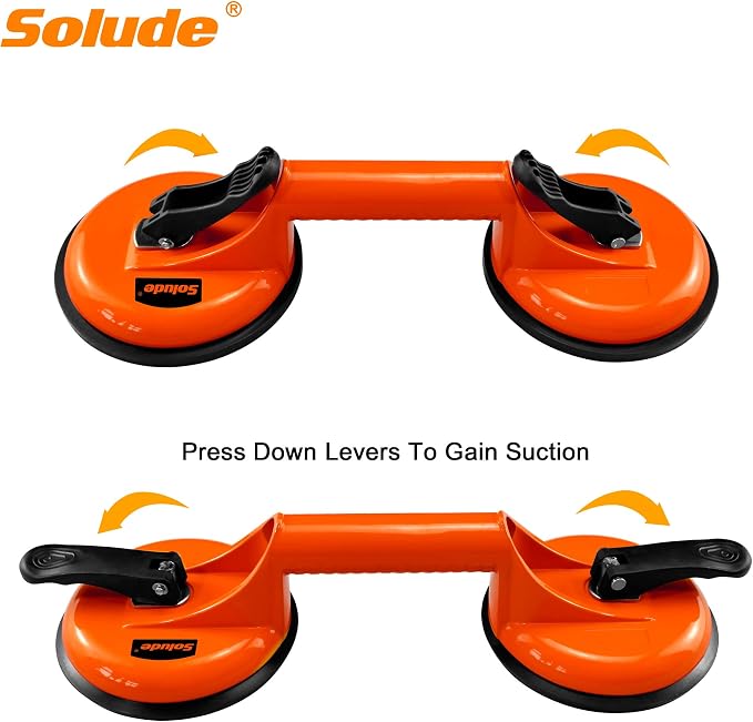 2 Pack Glass Suction Cups,Aluminium Heavy Duty Vacuum Handle Glass Holder for Lifting Large Glass/Window/Tiles/Mirror/Granite/Floor Gap Fixer/Windshield Removal & Install Tool