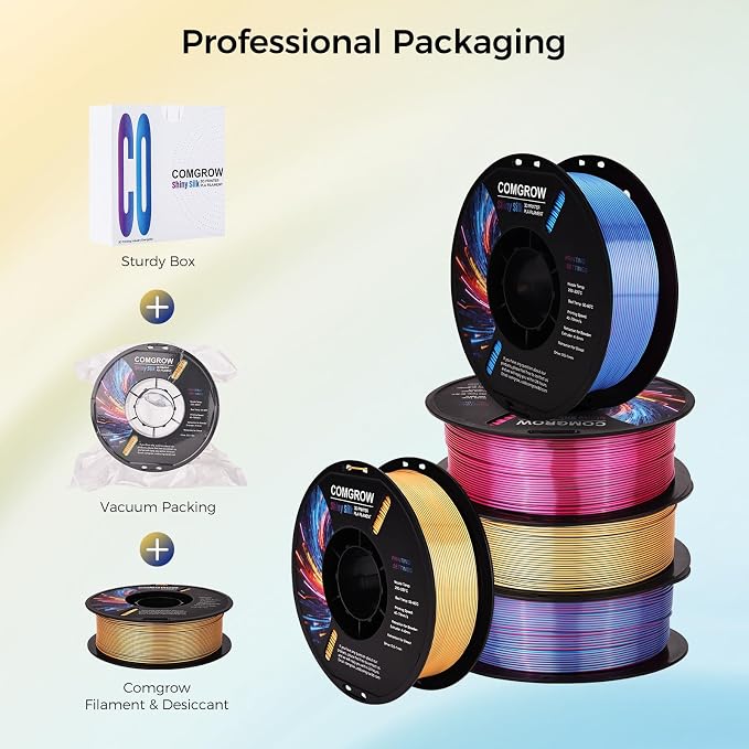 Comgrow Silk PLA 3D Printer Filament, Dual Color 2 in 1 Golden and Blue, 3D Printing PLA Filament 1.75mm, Dimensional Accuracy +/- 0.02 mm, 1KG Spool, Coextrusion Shiny Silk 3D Filament