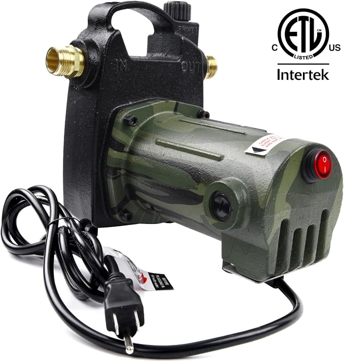 TIGEROAR 120V Water Transfer Pump 1560 GPH Cast Iron 1/2 HP Portable Pump with 6 ft. Power Cord for Pool Pump with Multipurpose Water Transferring - Camouflage Color