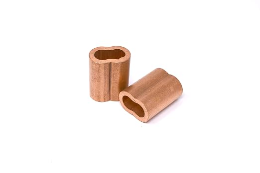 SwageRight MIL-SPEC Copper Swage Sleeves Clip & Ferrules (3/8 inch) – Oval Duplex Wire Rope Cable Crimping Loop Fittings (Pack of 5)