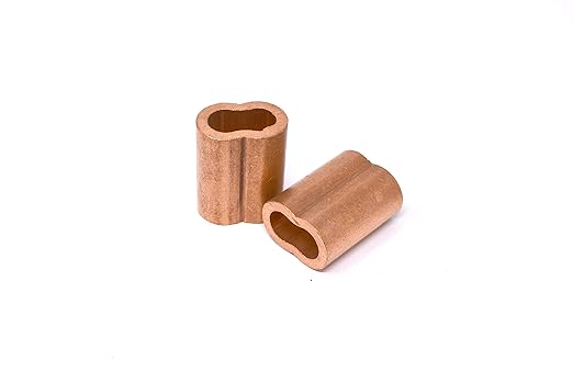 SwageRight MIL-SPEC Copper Swage Sleeves Clip & Ferrules (1/2 inch) – Oval Duplex Wire Rope Cable Crimping Loop Fittings (Pack of 2)