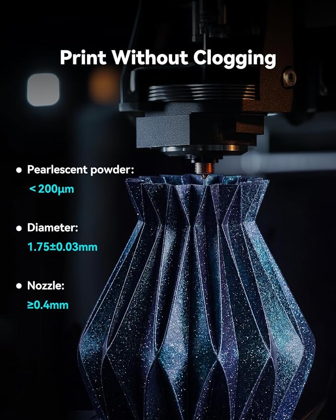 SUNLU Galaxy PLA Filament 1.75mm, Color-Shifting Pearlescent Glitter PLA 3D Printer Filament, Sparkling and Dazzling, for Most FDM 3D Printers, 1KG Spool. Stardust Purple