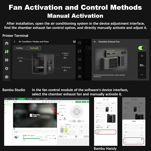 Original Bamboo P2S External Exhaust Fan Kit for Bambu Lab P2S 3D Printer, Active Airflow Exhaust Ventilation Upgrade - Reduce VOC & Fumes, Improve Filtration & Print Environment