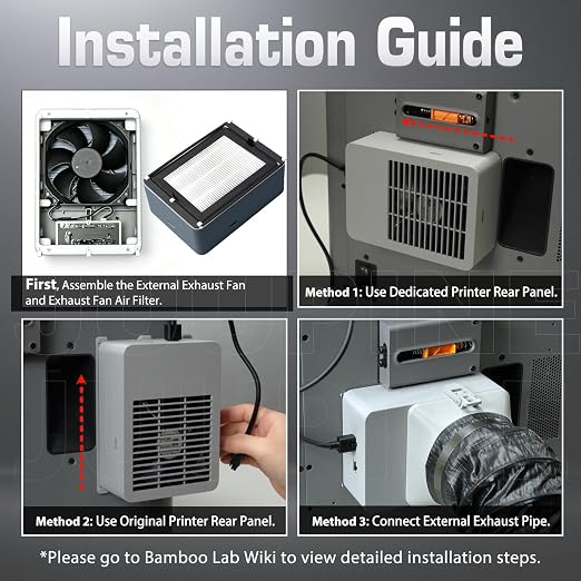 Original Bamboo P2S External Exhaust Fan + Replacement HEPA+Activated Carbon P2S Filter –P2S External Exhaust Fan kit Smart Auto Mode, Reduces UFPs, VOCs & Odors Upgrade P2S Air Filter System