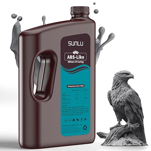 SUNLU 4000G ABS-Like 3D Printer Resin, 405nm UV Curing Photopolymer Rapid 3D Resin for 2K 4K 6K 8K LCD/DLP/SLA 3D Printers, Non-Brittle & High Precision & Low Shrinkage, Dark Grey 4KG