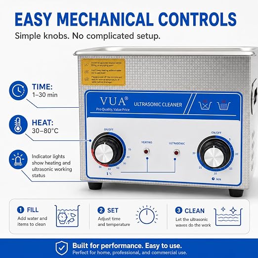 3L Ultrasonic Cleaner Machine with Heater, 40kHz Professional Ultrasonic Jewelry Cleaner with Timer Control, Stainless Steel Sonic Cleaner for Watches, Glasses, Rings, Retainers, Small Parts and Tools
