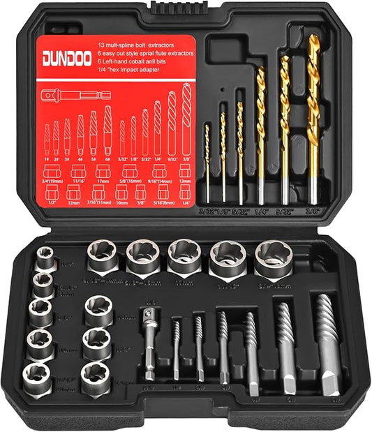 30PCS Screw Extractor Set & Bolt Extractor Set, Left Hand Drill Bit Set, Easy Out Extractor Set，Stripped Bolt Remover Tools，Cobalt HSS Steel Kit for Damaged, Rounded-Off Bolts, Screws, Nuts, Studs