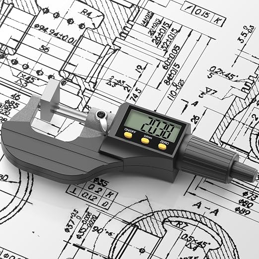 HDLKNAK Digital Outside Micrometer (0-1”/25mm), 0.00005"/0.001mm Precision, Inch/Metric Dual Reading, Machinist Thickness Gauge with Large LCD.