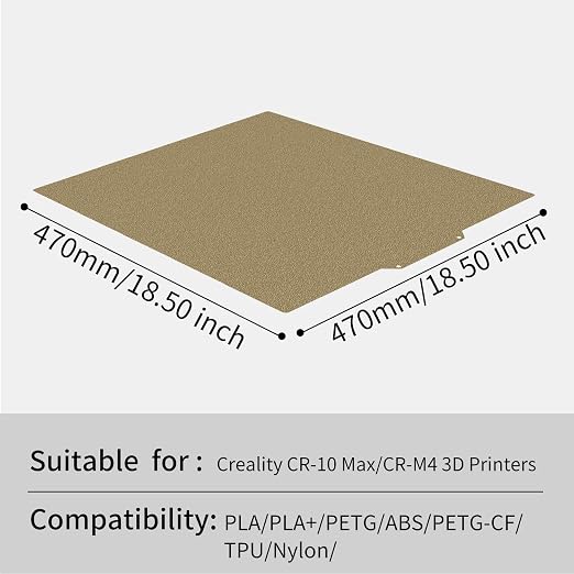 Upgraded 470x470mm Cr-10 Maximum,Cr10-Max Build Plate,CR-M4 Double Sided Textured PEI Sheet Flexible Spring Steel Bed with Magnetic Base for CR10 Maximum Cr10-max,CR-M4 3D Printer.