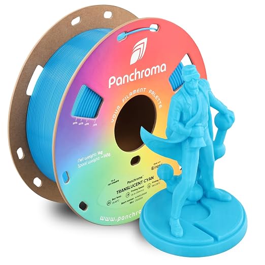 Polymaker Panchroma Translucent PLA Filament 1.75mm, 1kg, Cyan | Neatly Wound, Semi Transparent PLA, Easy Print & Smooth Feeding, Compatible with Bambu Lab & Most 3D Printers