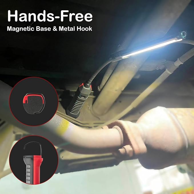 SCI Rechargeable LED Work Light, 360° Flexible Gooseneck, IP54 Waterproof, 3 Modes (100-700 Lm) 3350mAh Portable Magnetic Light, Car Repairing/Mechanic/Emergency/Camping (929A), Fathers'/Dads' Gift