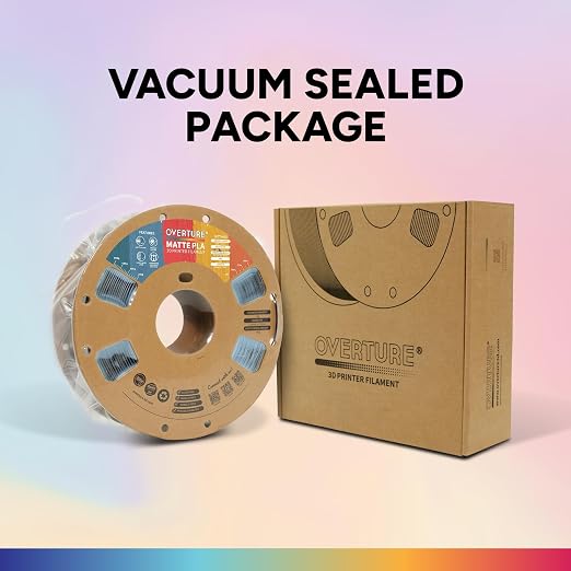 OVERTURE Matte PLA 1.75mm, Low Warp & Smooth Finish 3D Printer Filament | Frosted Matt Finish Hides Layer Lines, 1kg Spool (2.2lbs) Cardboard Spool, Fit Most FDM Printer (Matte Light Blue)