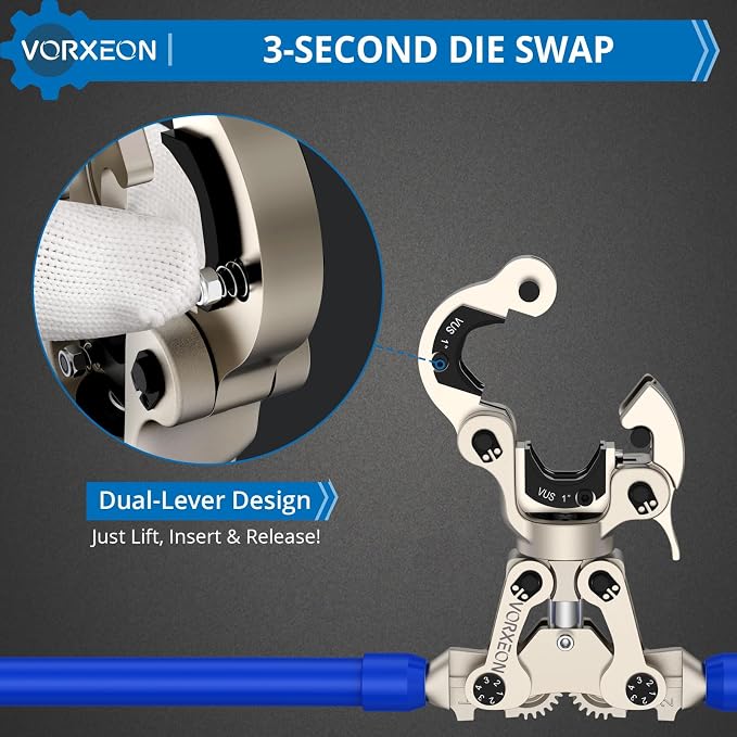 Propress Tool for Copper Pipe Mechanical Copper Tube Crimping Tool with 1/2, 3/4 and 1 inch Dies One-Squeeze Completion Crimper Telescopic handle