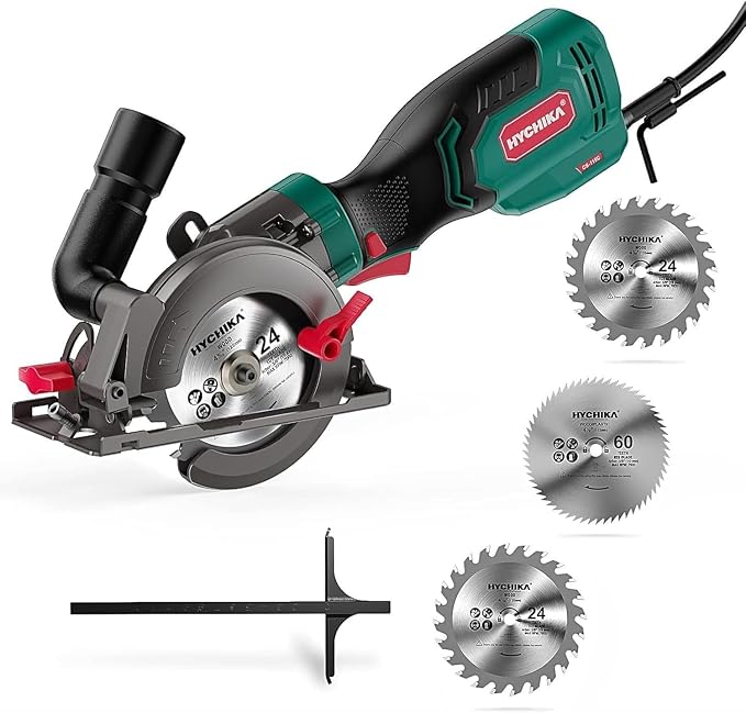 HYCHIKA 6.2A Mini Circular Saw with 3 Blades, Laser Level 360° Self Leveling with Tripod, 2-Tool Power Tool Combo Kit