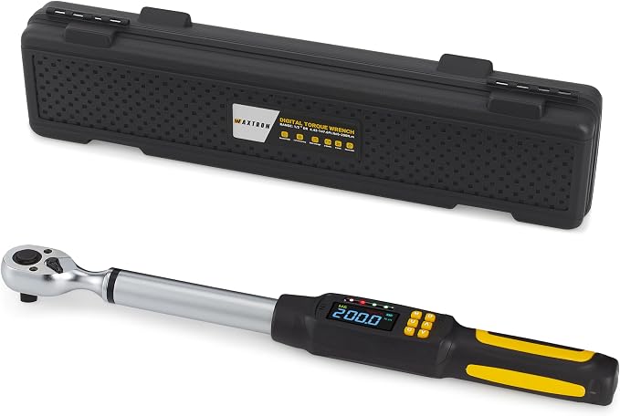 1/2" Drive Digital Torque Wrench, 4.4-147.5 ft-lb, SAE and Metric | ±2% Accuracy Electronic Torque Wrench with 72-Tooth Ratchet, Buzzer and LED Indicator, for Automotive, Car, Motorcycle