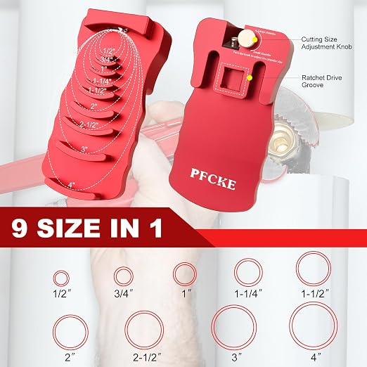 Professional PVC Pipe Deburring Tool,Adjustable PVC Chamfer & Reamer Tool for 9 Sizes: 0.5 Inch to 4 Inch Plastic Pipes(PVC/CPVC/ABS/PP/PE)